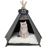 Whiwhi Tipi Zelt für Haustiere Hundezelt Katzenzelt mit Kissen Waschbar Haustierzelte Häuser Hundehöhle und Haustierhäuser Wegklappen Haustier Zelt Möbel 50x50x60cm