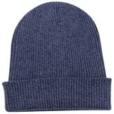 Yanopurna Strickmütze Kaschmir Mütze Beanie gerippt mit Umschlag blau