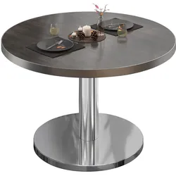 BN | Bistro Loungetisch | Ø:H 60 x 36 cm | Edelstahl Rand | Wenge / Edelstahl