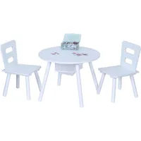 Relaxdays Kindersitzgruppe 3-teilig mit Stauraum MDF weiß