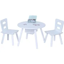 Relaxdays Kindersitzgruppe 3-teilig mit Stauraum MDF weiß