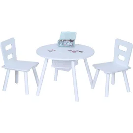 Relaxdays Kindersitzgruppe 3-teilig mit Stauraum MDF weiß