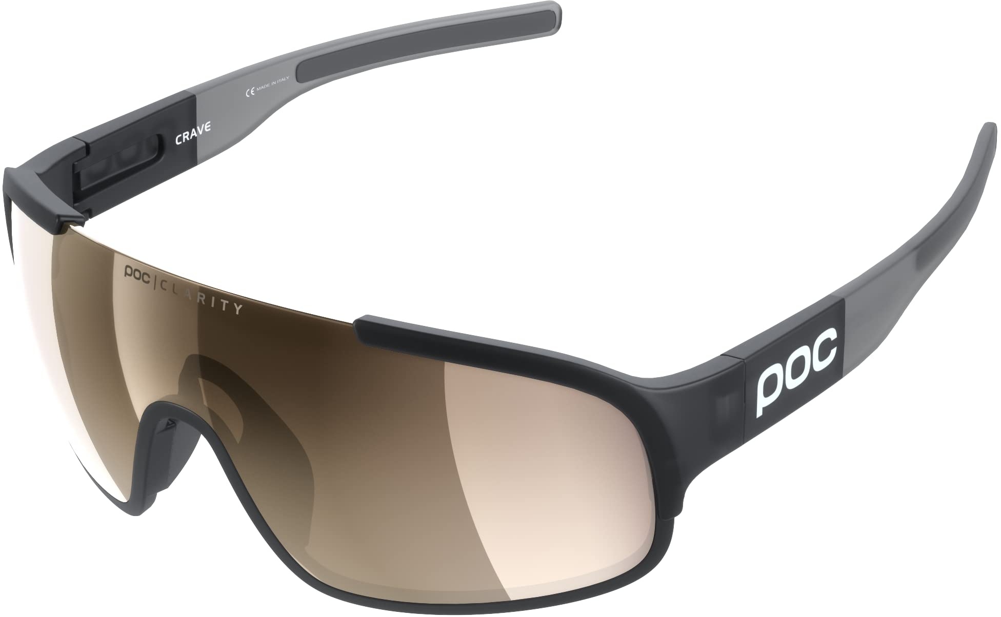 POC Crave Sonnenbrille - Sportbrille mit einem leichten, flexiblen und strapazierfähigen Grilamid-Rahmen ideal für jede sportliche Herausforderung, Uranium Black Translucent/Grey