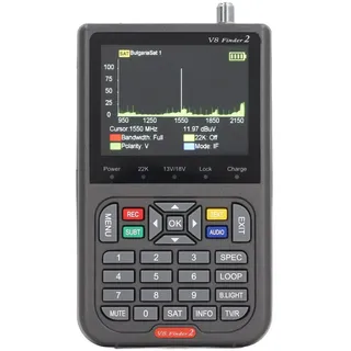 Plyisty V8 Finder 2 TV Sign Finder Meter, Satellitenfinder Unterstützt Schleifensuche, Satellitenanalysator, Spektrumanalysator, Automatische Berechnung von AZ- und EL-Winkeln