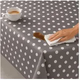 texpot Tischdecke Wachstuch weiße Kreise abwischbar Wachstuchtischdecke (1-tlg) bunt Oval | 160 cm x 220 cm