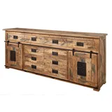 Massivmoebel24 Sideboard 200 x 90 x 45 cm Natur lackiert / Beige
