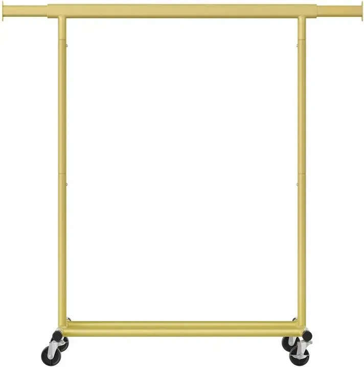 Ochama Mobiler Garderobenständer, mit flexibler Kleiderstange, bis 100 kg belastbar, 45 x (92-132) x 161,5 cm, gold