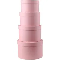 Oairse Aufbewahrungsbox 4er Set rund mit Deckel rosa