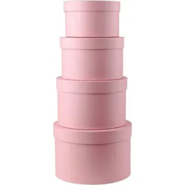 Oairse Aufbewahrungsbox 4er Set rund mit Deckel rosa