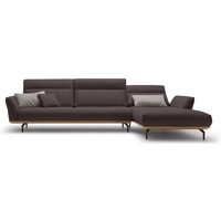 hülsta sofa Ecksofa hs.460, Sockel in Nussbaum, Winkelfüße in Umbragrau, Breite 338 cm grau