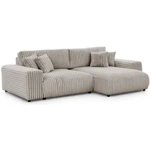 s-style möbel Ecksofa Plüschcord 4-Sitzer Grau