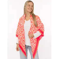 Zwillingsherz Dreieckstuch "Leo-Rand", Damen, pink koralle, Strick, Materialmix, gemustert, mehrfarbig, Modetücher, Leopardmuster, Strick, wärmend