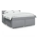 vidaXL Boxspringbett mit Matratze Hellgrau 180x200 cm Stoff