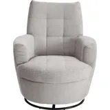 Alina Drehsessel "Yuri", grau (platingrau gct 49), B:80cm H:93cm T:92cm, Cord GCT (92% Polyester 8% Nylon), Sessel, Drehsessel, mit Dreh und Wippfunktion, passend zu Hocker Yuri