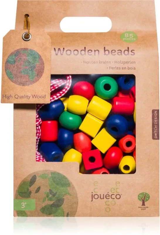 Jouéco Wooden Beads Activity Spielzeug aus Holz 36 m+ 85 St.