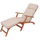 PillowPrim Liegenauflage, Auflage Gartenliege (Beige) 178 x 47 cm, 5 cm dick, Auflagen für Deckchair, Bequeme Polsterauflage für Sonnenliege, Liegestuhl