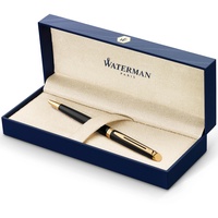 Waterman Hémisphère Kugelschreiber | Hochglänzend Schwarz mit Zierteile aus 23 K Gold | Mittlere Spitze | Blaue Tinte | Geschenkbox