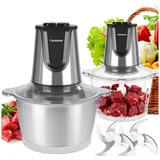 KNKA PRO Fleischwolf Multifunktion Elektrischer Fleischwolf, 500 W, Fleischwolf mit Wurstfüller silberfarben