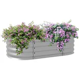 Outsunny Hochbeet Metall, Pflanzkasten, DIY Blumenkasten mit offenem Boden, Kräuterbeet für Garten, Balkon, Silber 105 x 62 x 30 cm