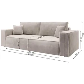 Selsey Schlafsofa Mit Schlaffunktion Pflegeleicht Polyurethanschaum Kordsamt Weich beige , Maße (cm): B: 257 H: 85