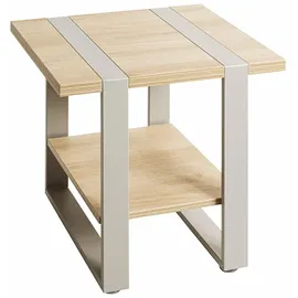 Haku-Möbel HAKU Beistelltisch Eiche Natur Metall Kaschmirgrau Spanplatte Sofatisch im Industrial Loft Stil Couchtisch - Maße: B 45 x H 45 x T 45 cm Style: Modern