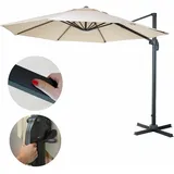 Gastro-Luxus-Ampelschirm HWC, Sonnenschirm, drehbar Alu Ø 4m creme ohne Ständer
