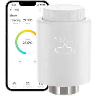 Sonoff TRVZB, Smart Heizungsthermostat mit App-Funktion, Zigbee Thermostat Benötigt Zigbee 3.0 Hub, kompatibel mit Amazon Alexa/Home Assistant