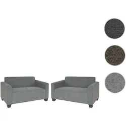 Sofa-Garnitur Couch-Garnitur 2x 2er Sofa Lyon Stoff/Textil ~ grau