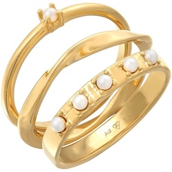 Elli Synthetische Perlen Stapelring Klassik 3er Set 925 Silber Ringe   Damen 