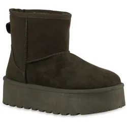 Damen Winter Boots in Olivgrün