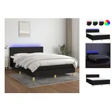 vidaXL Boxspringbett mit Matratze & LED Schwarz 140x200 cm Stoff