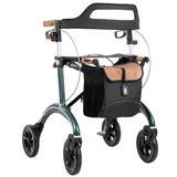 SALJOL Carbon Rollator mit Vollausstattung Leichtgewichtrollator 5,6 kg Sitzhöhe 62 cm grün