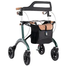 SALJOL Carbon Rollator mit Vollausstattung Leichtgewichtrollator 5,6 kg Sitzhöhe 62 cm grün