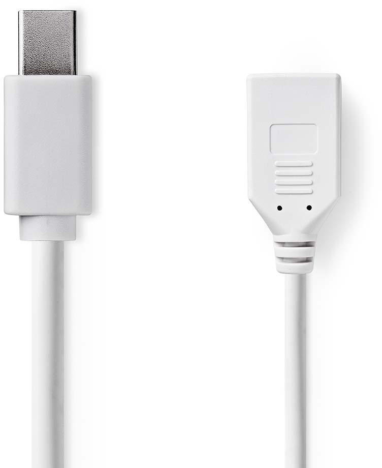 Nedis DisplayPort 1.2-Kabel| Mini DisplayPort Stecker DisplayPort Buchse | 21.6 Gbps | Vernickelt | 0.20 m | Rund | PVC | Weiss