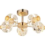 GLOBO Deckenleuchte LED Deckenlampe Wohnzimmerlampe Metall Gold Glaskristalle 50 cm
