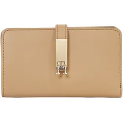 Geldbörse TOMMY HILFIGER "TH HERITAGE MED WALLET", braun (hellbraun), Lederimitat, klassisch, Kleinlederwaren, Geldbeutel, Portemonnaie in edlem Design
