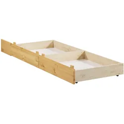 Bettschubkasten HOME AFFAIRE "Luven", beige (natur), B:18cm H:20cm T:65cm, Massivholz, Schubladen, aus massiver Kiefer, 2 Stück, passen perfekt unter das Bett Luven