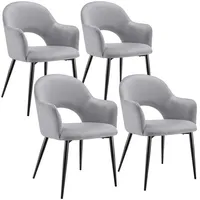 Tectake tectake® Armlehnstuhl, in Samtoptik, gepolstert, pulverbeschichtete Stahlbeine, 57