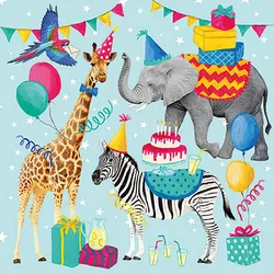 Ambiente 20 Servietten Papier 33x33cm 3-lagig - hochwertige Einweg Papierservietten Tierparty Party Elefant Giraffe Zebra Partyservietten Kindergeburtstag