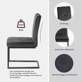 OTTO home Esszimmerstuhl Geranie Freischwinger Polyester schwarz 2er Set