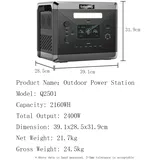 SOLARPLAY Q2501 Q2402M tragbares Kraftwerk 2160WH 2304WH LiFePO4-Batterie mit 2400W/2500W (4800W Peak) Solargenerator
