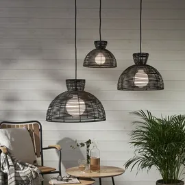 StarTrading Lampenschirm rund wetterfest Rattanoptik f. E27 Fassungen 47cm schwarz