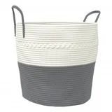 vidaXL Aufbewahrungskorb Grau und Weiß Ø43 x 38 cm Baumwolle