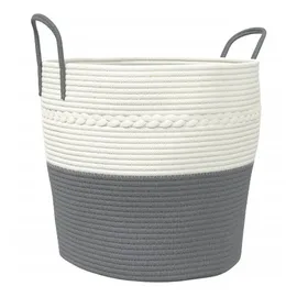 vidaXL Aufbewahrungskorb Grau und Weiß Ø43 x 38 cm Baumwolle