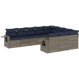 vidaXL Gartensofa-Set 10-tlg. grau Polyrattan