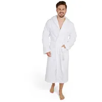 Blumtal Bademantel Herren, Baumwolle, mit gefütterter Kapuze, mit samtigen Frottee-Velours, Oeko-TEX® Zertifiziert weiß L
