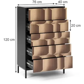 Vicco Eliza 76 x 120 cm Schwarz/Eiche