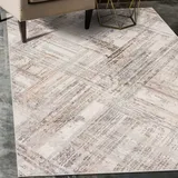 Mazovia Abstraktes Vintage Designer Teppich - Kurzflor - Weich Teppich für Wohnzimmer, Esszimmer - ÖKO-TEX Wohnzimmerteppich - Teppiche Grau Beige 160 x 220 cm