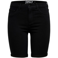 Only Damen Jeans Short ONLRAIN MID LONG SHORTS Schwarz Normaler Bund Reißverschluss XS