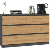 home collective Kommode, Anthrazit Artisan Holz, 6 Schubladen, 120x75x30 cm Wohnzimmer, Kommoden | Sideboards, Kommoden